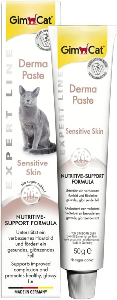 Detalle de GimCat EXPERT LINE Derma Paste (50 g) – funktionaler Katzensnack für verbessertes Hautbild und gesundes Fell