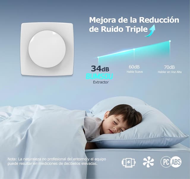 Thumbnail 2 de BUMSOU Extractor de Baño 100mm 130m³/h