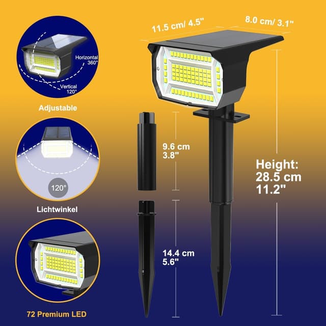 Thumbnail 6 de LOTMOS 4 Pack Solar Spot Lights, 72 LED