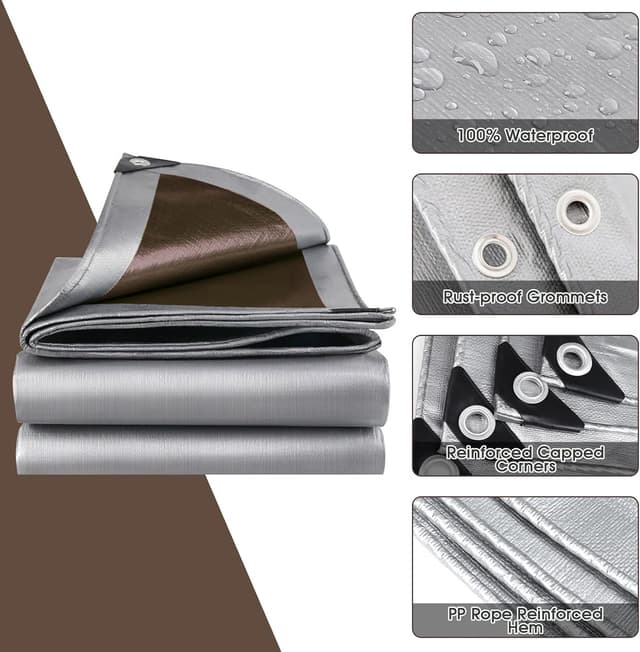 Detalle de SHANNA 3x6 m Waterproof Heavy Duty Tarpaulin Sheet Cover (180 GSM PE) with Reinforced Grommets