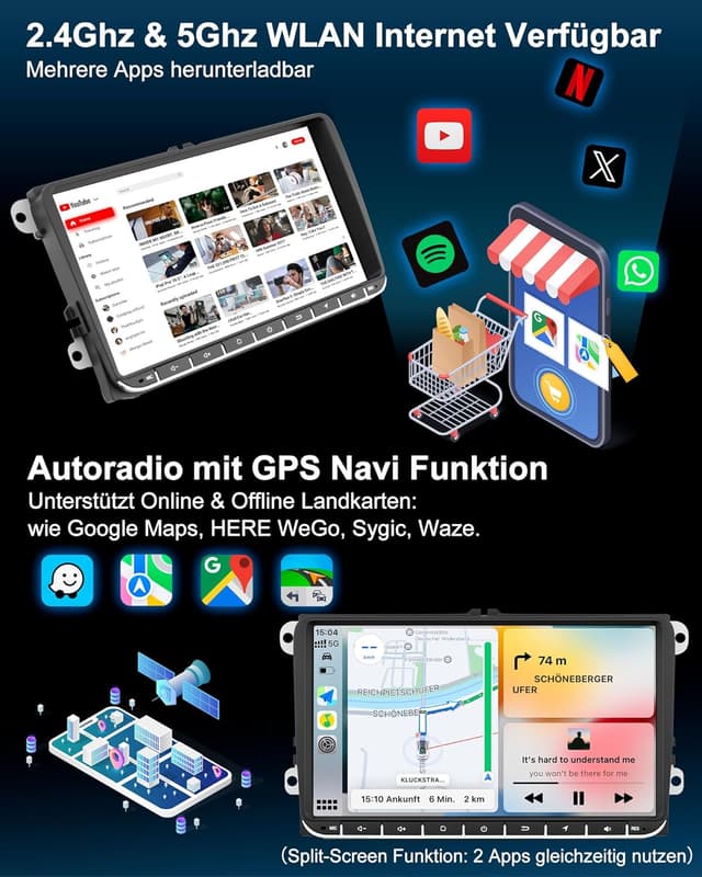 Thumbnail 2 de VW Autoradio 9 Zoll 2+64GB für Golf 5–6