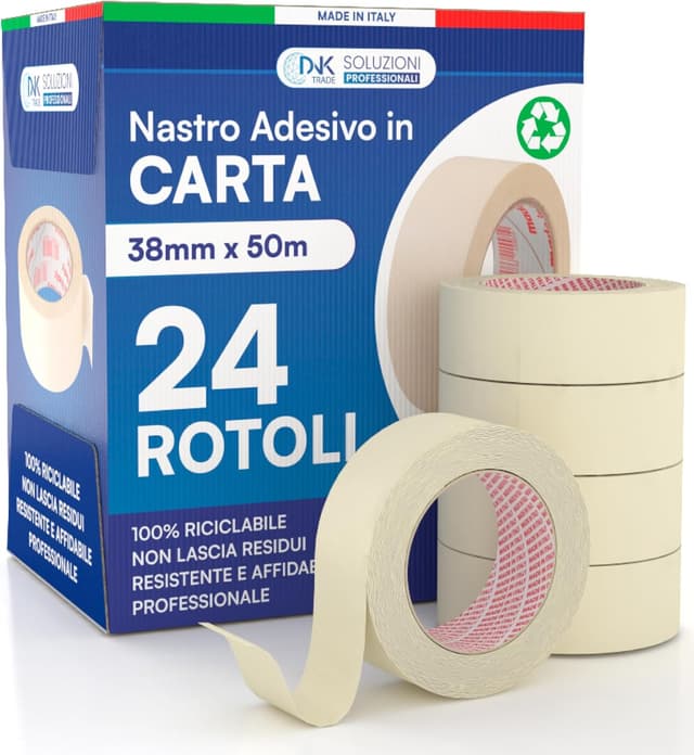 Thumbnail 6 de DNK TRADE Nastro di Carta per Imbianchini: 6 rotoli 50 mm x 50 m, carta gommata per mascheratura