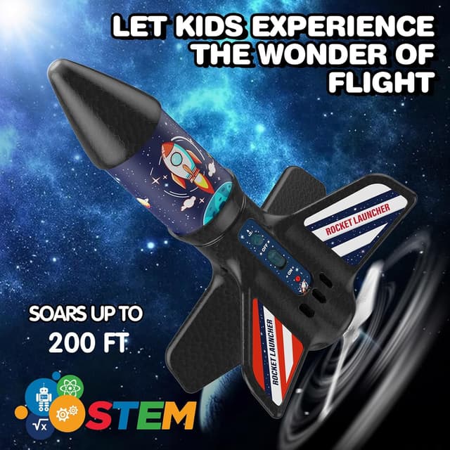 Detalle de Eieymct Rocket Launcher for Kids (Self-Launching, 200 ft Outdoor Electric Launch Set)
