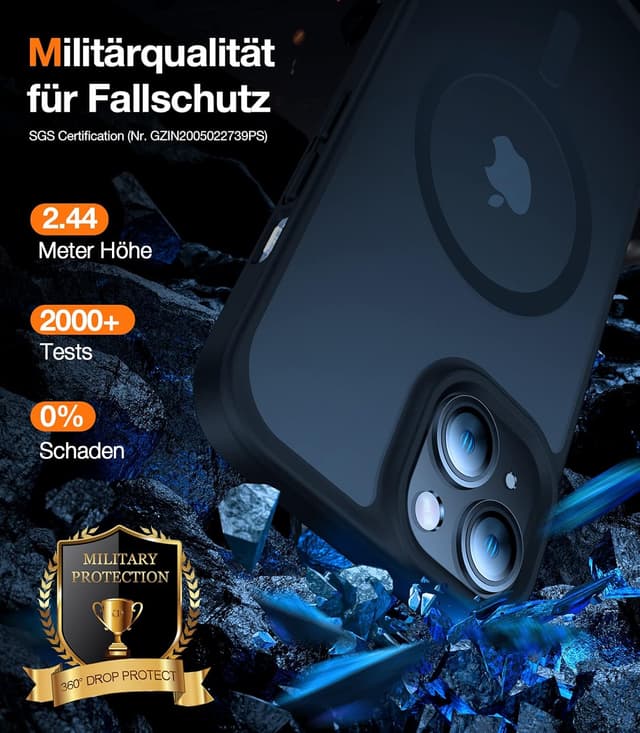 Detalle de TORRAS Guardian-Mag Serie Hülle für iPhone 13 mini (MagSafe) – schlank, stoßfest und mit integriertem Magnetring