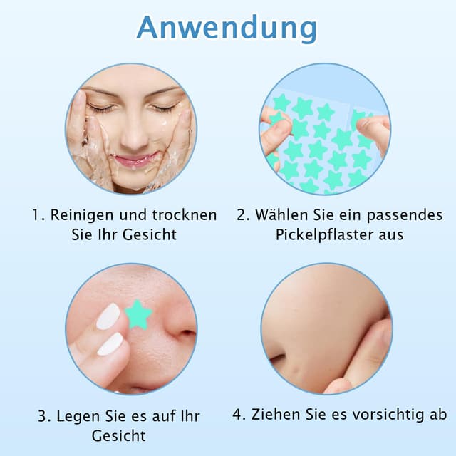 Detalle 2 de Hydrokolloid Pickel Pflaster mit Teebaumöl & Salicylsäure (360 Stück, 3 Größen) für Gesicht und Körper