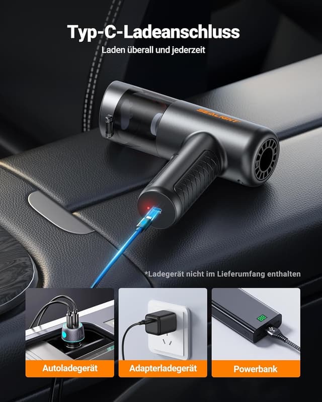 Detalle de SEALIGHT Handstaubsauger 32000 Pa (kabellos, 4-in-1) mit bürstenlosem Motor – dunkelgrau