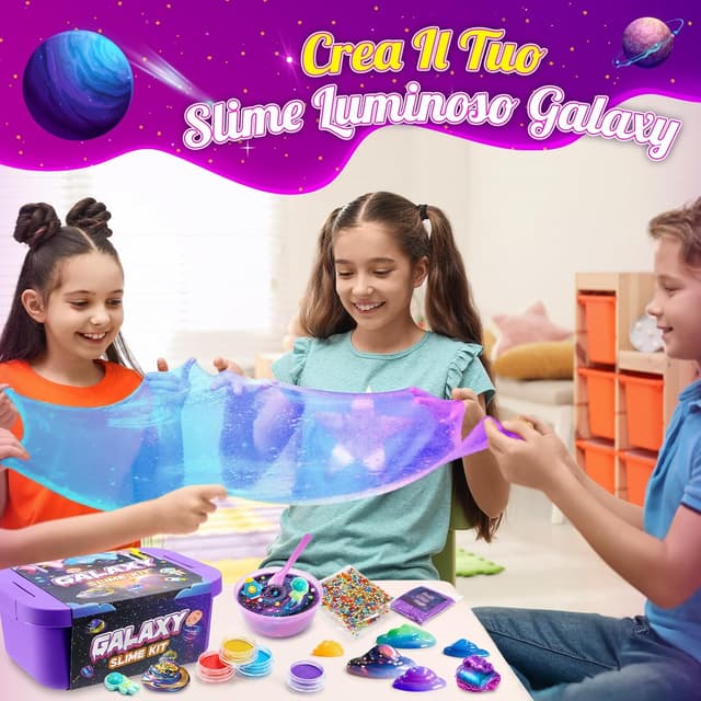Detalle de iKidiki Galaxy Slime Fluffy: kit slime per bambini 6-12 anni con accessori e contenitori