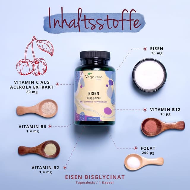 Detalle 2 de Vegavero Eisen Bisglycinat 30 mg Kapseln