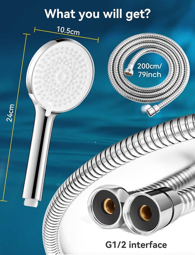 Detalle de Magichome High Pressure Shower Head and 2M Hose (5 Modes) – Universal Handheld Power Showerhead