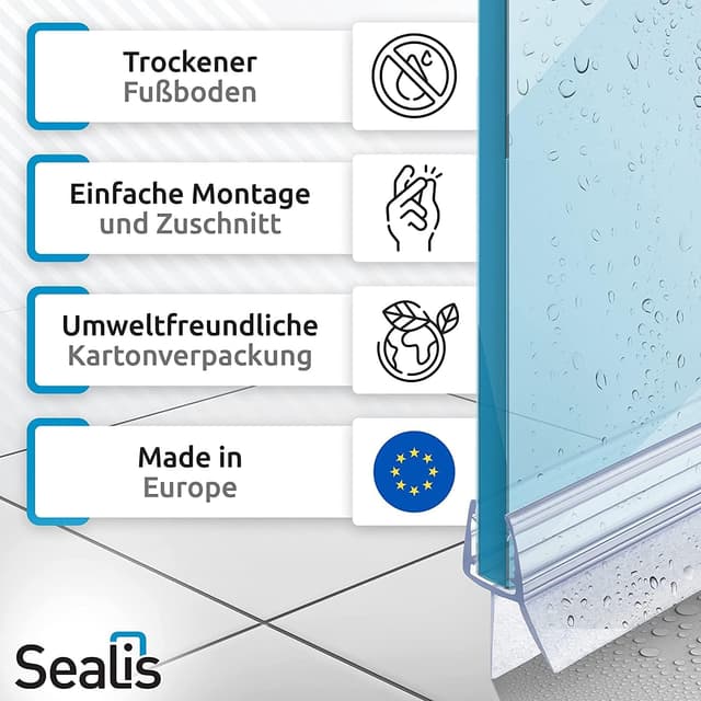 Detalle 1 de Sealis 100cm gebogene Duschdichtung für Rundduschen