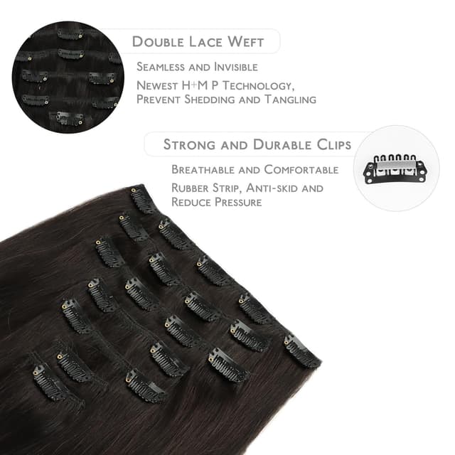 Detalle de WENNALIFE Clip-In Human Hair Extensions 18in