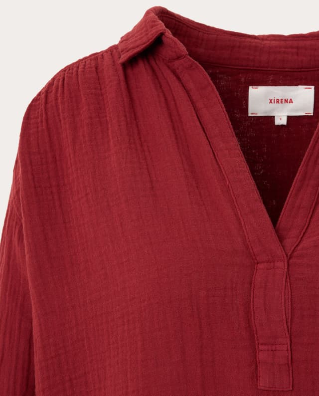 Thumbnail 2 de Xirena Blusa Brody algodón V manga larga