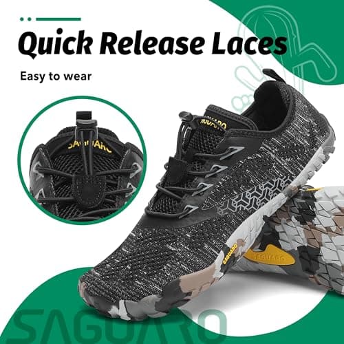 Detalle de SAGUARO Barefoot minimalistas para training y trail (negro tinta) – talla 45 EU