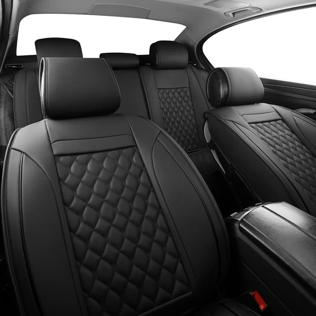 Thumbnail 6 de Vankerful Car Seat Covers Full Set (Universal Faux Leather Cushions) – Black