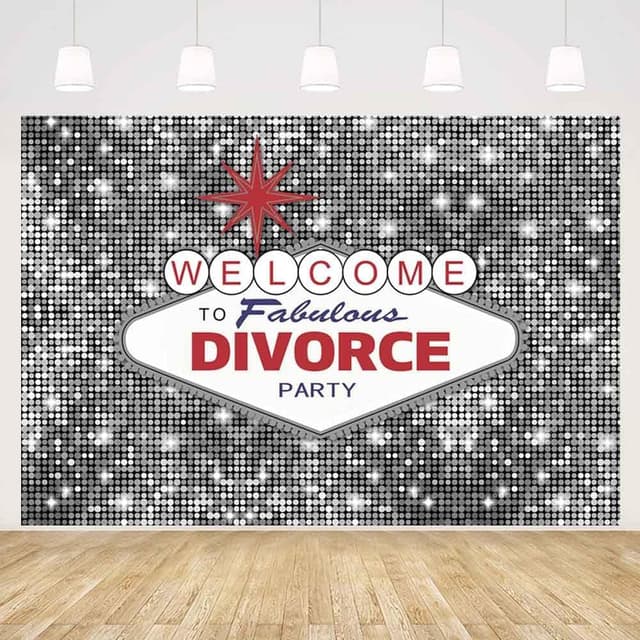 Detalle de MEHOFOND 7x5ft Divorce Party Backdrop Flash Silver Welcome To Fabulous