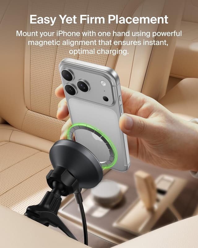 Detalle de Belkin Wireless Car Charger MagSafe Qi2 Fast 1M Cable