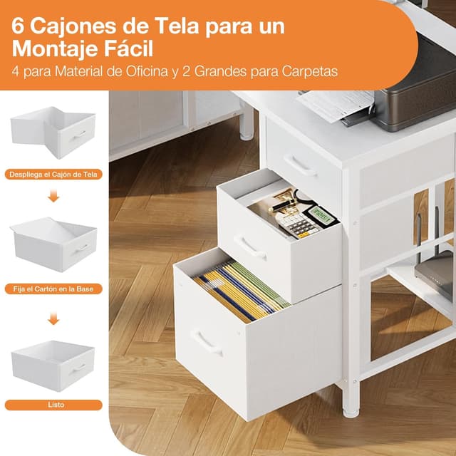 Thumbnail 5 de Coleshome Escritorio 160x52 cm con 6 Cajones