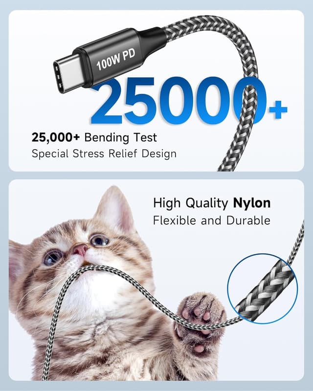 Detalle de RAVIAD USB-C charger cable 0.3m 100W