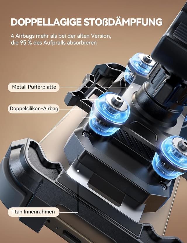 Detalle 2 de JOYROOM Handyhalterung Motorrad & Fahrrad mit doppelter Vibrationsdämpfung und Vollmetall-Lenkerklemme (für Smartphones 4,7–7")