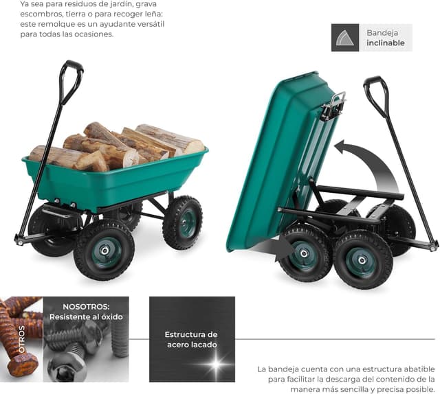 Detalle 1 de tectake Carro de Jardin 120 kg