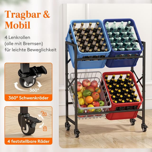 Thumbnail 3 de Lifewit Getränkekistenregal 4 Kisten mit Rollen