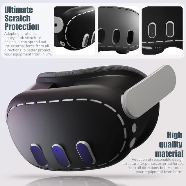 Detalle 2 de NEWZEROL 3-in-1 VR Silicone Cover for Quest 3 (Black) – Controller, Headset & Eye cover