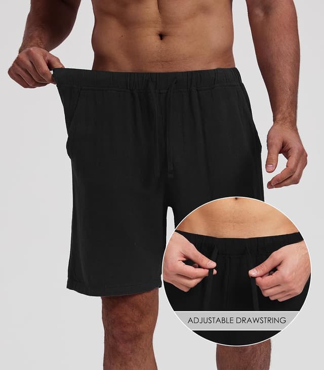 Detalle de Zetieny Herren Leinen-Shorts mit Kordelzug – atmungsaktive Sommer-Freizeitshorts mit Taschen