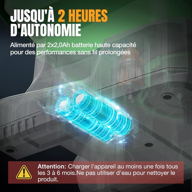 Thumbnail 6 de WORKPRO Épandeur de graines électrique 7,2 V avec batterie intégrée 2,0 Ah et 8 débits