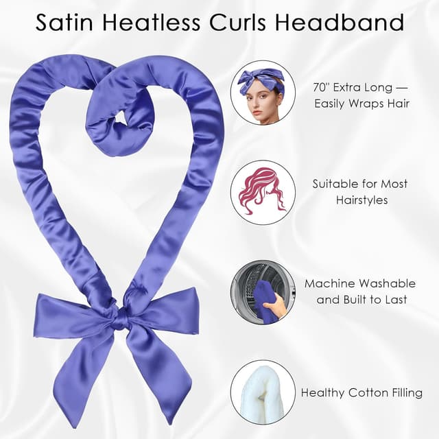 Detalle de weiwei Satin Heatless Overnight Curls: Lockenwickler-Set ohne Hitze (für lange Haare, 9-teilig)