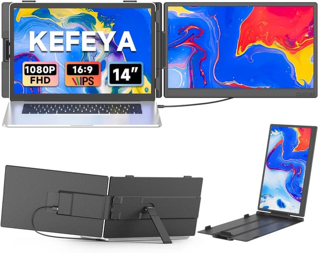 Detalle de KEFEYA 14" Laptop-Bildschirm-Erweiterung (FHD 1080P, IPS, USB-C/HDMI) als tragbares Zweitdisplay