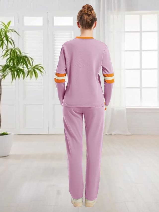 Detalle de ANOTWENER Damen Lounge-Set aus 85% Baumwolle (Zweiteiler) – Sweatshirt & Jogginganzug im Sweatsuit-Style