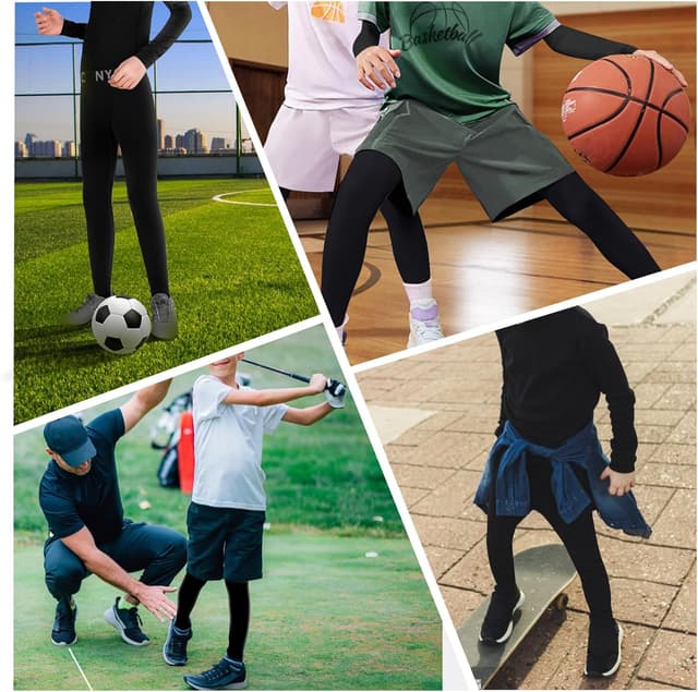 Detalle de Uizuooy lot de 2 leggings de compression enfant (garçons) pour sport : basket, running et entraînements