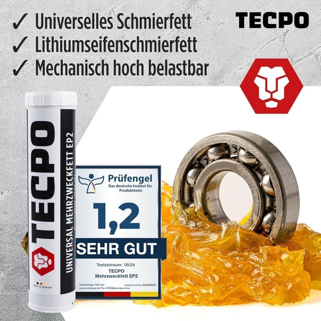 Detalle de TECPO Universal Mehrzweckfett EP2 (KP 2 K-30) 400 g Kartusche – wasserbeständig, lithiumbasiert