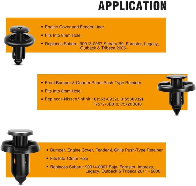 Thumbnail 6 de GOOACC 100-Piece Push-Type Retainer Clips (7mm, 8mm, 10mm) for Subaru + Bonus Remover