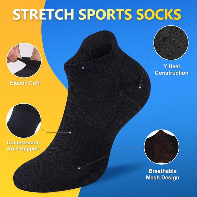 Detalle de SockWaddles Trainer Socks (6 Pairs) – Cushioned Anti-Blister Ankle Socks for Men & Women, White/Black