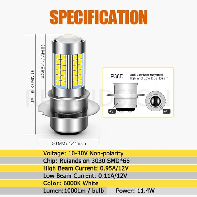 Thumbnail 1 de Ruiandsion P36D LED Headlight 6000K