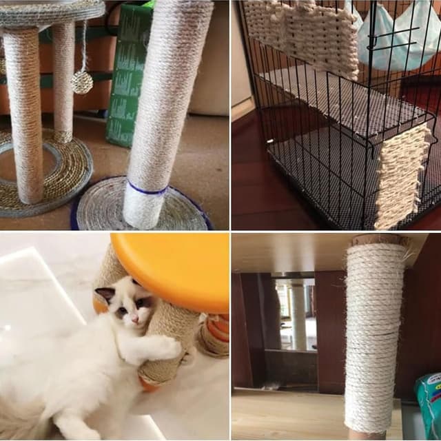 Detalle de NorthPada 1/4 in (6 mm) Natural Sisal Hemp Rope Twine, 328 Ft (100 Meters) — Heavy-Duty for Cat Scratchers, Outdoor Use & DIY