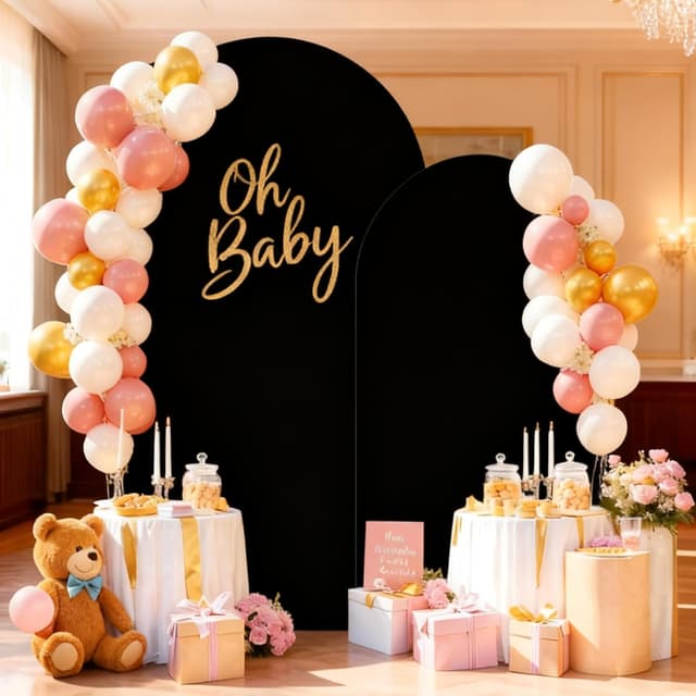 Detalle de SUKAIKEQA Copertura per arco nuziale in tessuto elasticizzato (Nero) – Copertura per sfondo ad arco