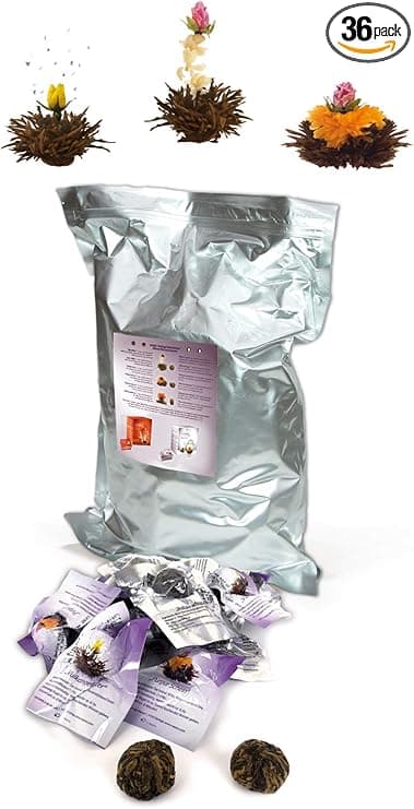 Detalle de Creano Té Floreciente de Flores Negras, 36 Bolas