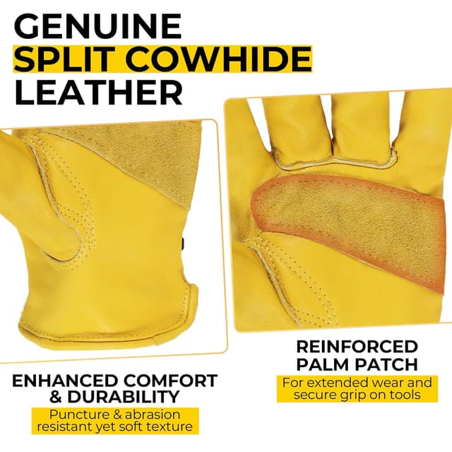 Detalle 2 de HANDLANDY Thorn Proof Leather Gardening Gloves (full cowhide) – heavy-duty work gloves with adjustable wrist