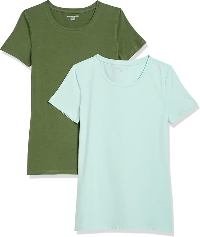 Detalle de Amazon Essentials Women’s Regular-Fit Short-Sleeve T-Shirt (Crewneck and V-Neck options) Multipacks