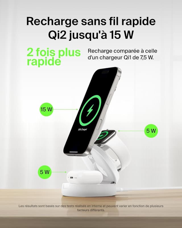 Thumbnail 2 de Belkin BoostCharge Station 3-en-1 Qi2 MagSafe 15 W