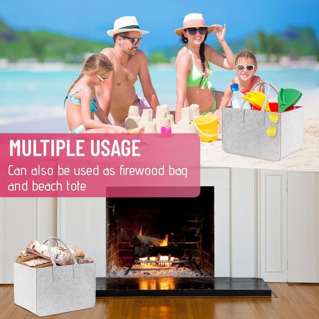 Thumbnail 6 de Sinand 30L Einkaufskorb aus Synthetikfilz (faltbar, mit Henkel) in Dunkelgrau/Rosé