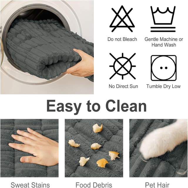 Thumbnail 6 de hyha Washable Non-Slip Plush Couch Covers for Dogs (Dark Grey) — 3-Cushion Sofa Protectors