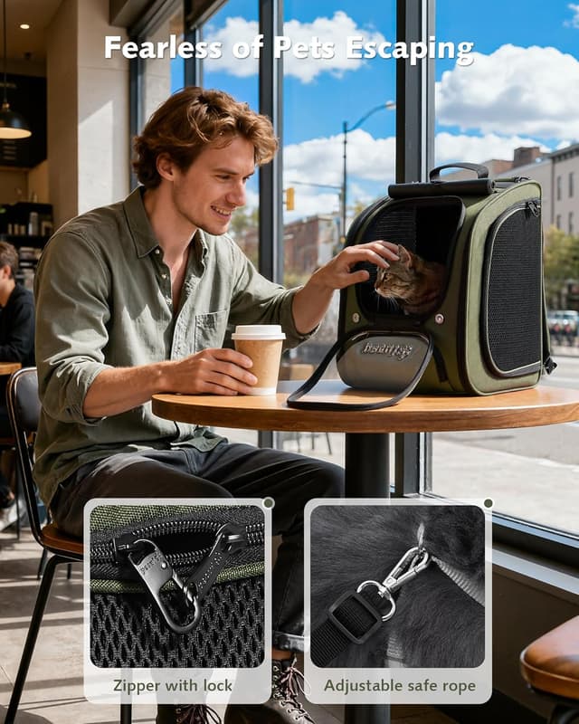 Thumbnail 6 de pecute Cat Backpack Expandable – Large space bubble window carrier for walking, hiking & travel