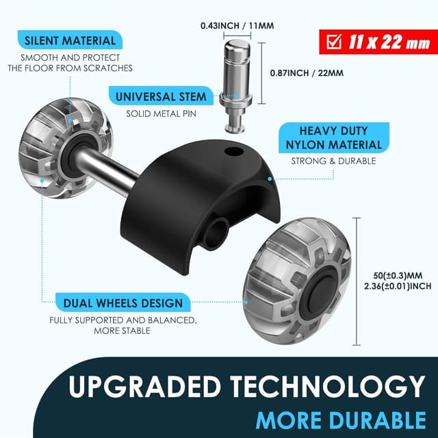 Thumbnail 4 de WEWILL Bürostuhl Rollen 11x22 mm 5er Set