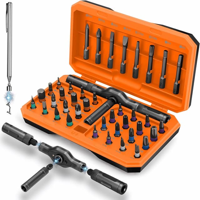 Detalle de KELIN 42-in-1 Magnetic Ratchet Screwdriver Set (S2 steel bits, 58-tooth ratchet) — Secret Santa gift idea