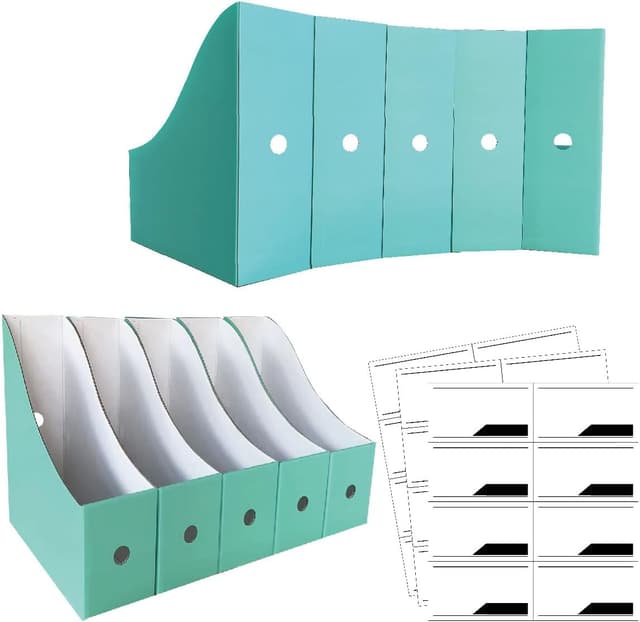 Detalle de ANSSDO Zeitschriftenhalter aus Karton (12er-Set), faltbar – Magazin-Organizer fürs Büro oder die Schule