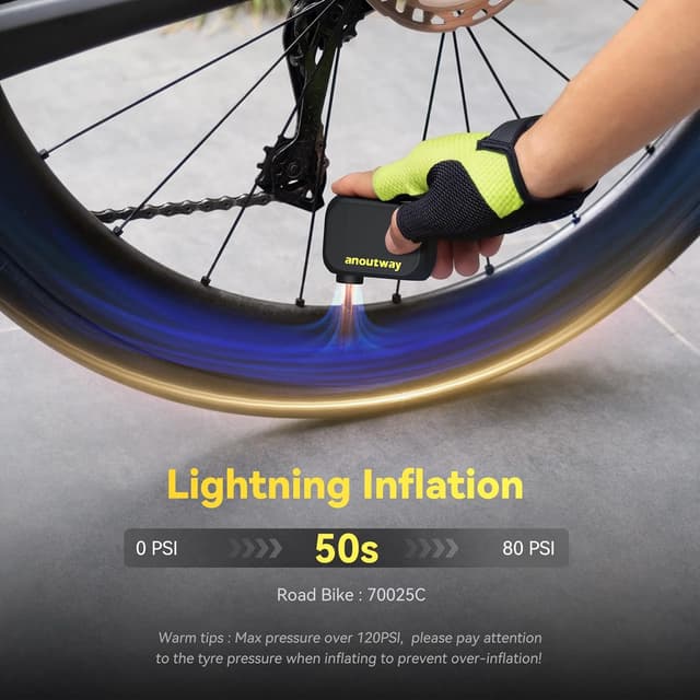 Detalle 2 de Tiny Pump anoutway Mini-Fahrradpumpe 120 PSI