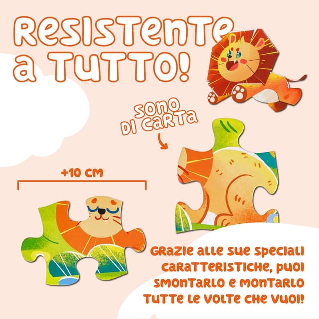 Detalle de Baroni Toys Puzzle per Bambini Animal Rally da 72 pezzi (4+) 90x60 cm